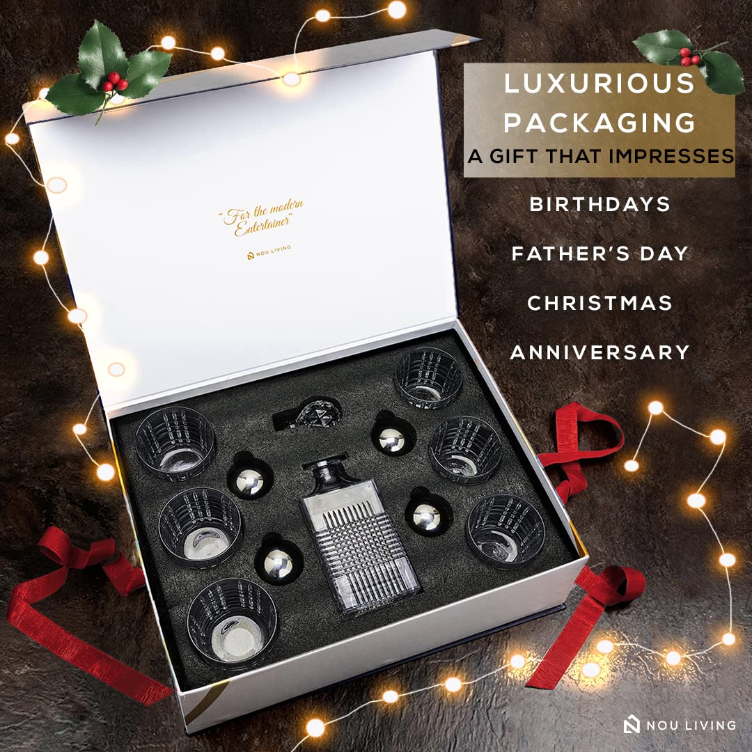 Nou Living Crystal Whiskey Decanter Set with Glasses Whisky Decanter