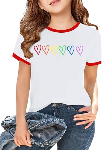 Ithalt Kids Pride Shirts for Girls Boys LGBTQ Tshirt Rainbow Graphic Tee Shirt L