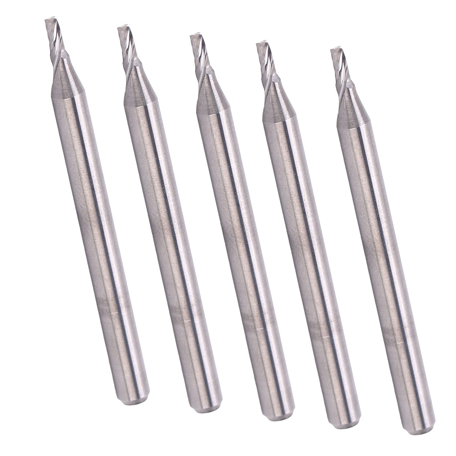 Fresa de 5 piezas, herramienta de corte de fresas de extremo de acero de tungsteno en espiral de una sola flauta con eliminación de viruta en espiral para mecanizar planos y