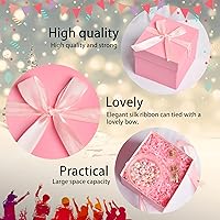 Vista 8 de Cajas de regalo rosas de 6 x 6 x 6 pulgadas con tapas, 12 hermosas cajas cuadradas con cinta, perfectas para bodas, Navidad, cumpleaños, día de San