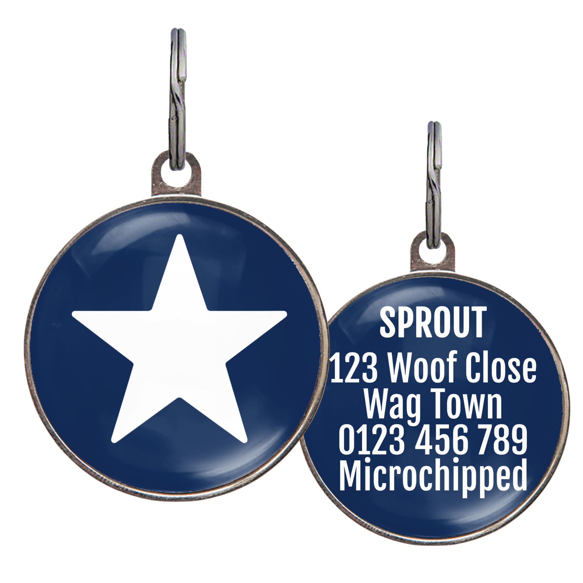 Dog ID Tag – Star Design – 6 Colour Options & Custom Back – Lightweight Metal Tag for Dogs, Cats & Puppies – Waterproof, Double-Sided & UK Made — image 1