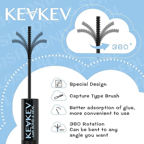 Miniatura 4 de KevKev Pegamento de pestañas para racimos de pestañas, impermeable, con removedor de cepillo de pestañas, hisopos de algodón, 72 horas de sujeción