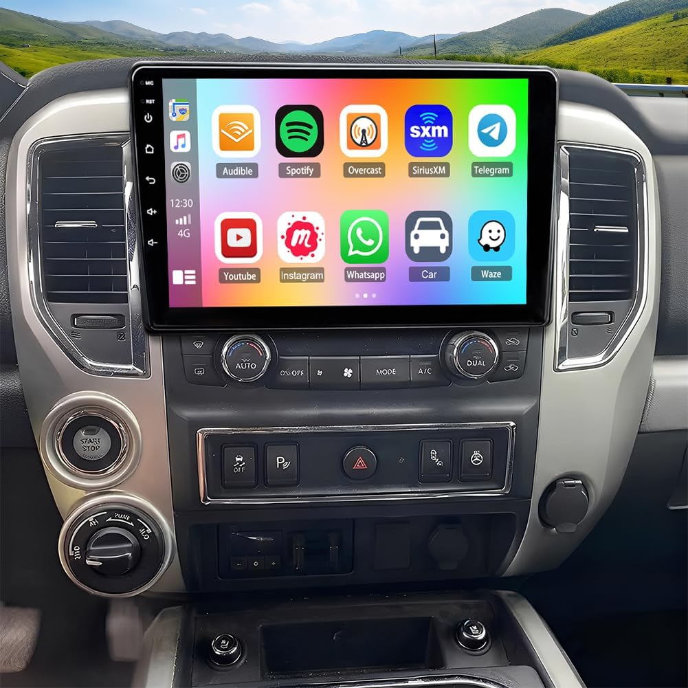 10.1" Double Din Car Stereo Radio for Nissan Titan 2017-2019,with CarPlay & Android Auto,HD Touchscreen Double Din Radio with Bluetooth,GPS Navigation,Car Audio Receivers,Backup Camera,Mirror Link,FM
