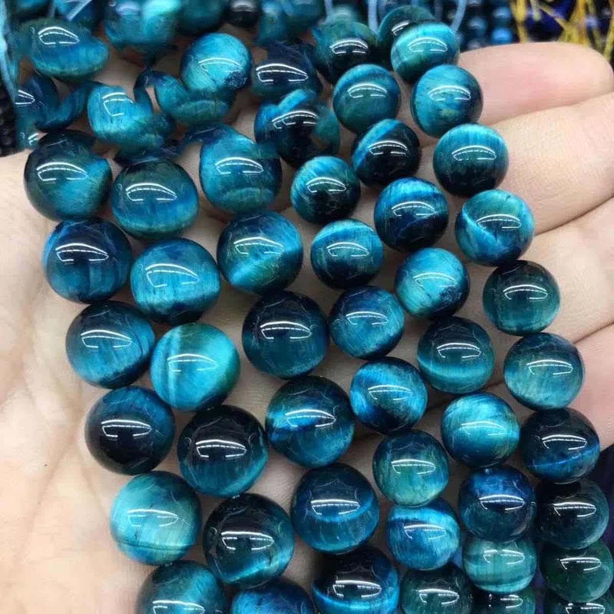 A+ Cuentas de ágata de ojo de tigre amarillo azul natural, cuentas redondas de piedra de ojo de gato, hilo de 15 ", 4, 6, 8, 10, 12 mm para hacer joyas, pulsera de bricolaje, ojo de tigre morado, 12