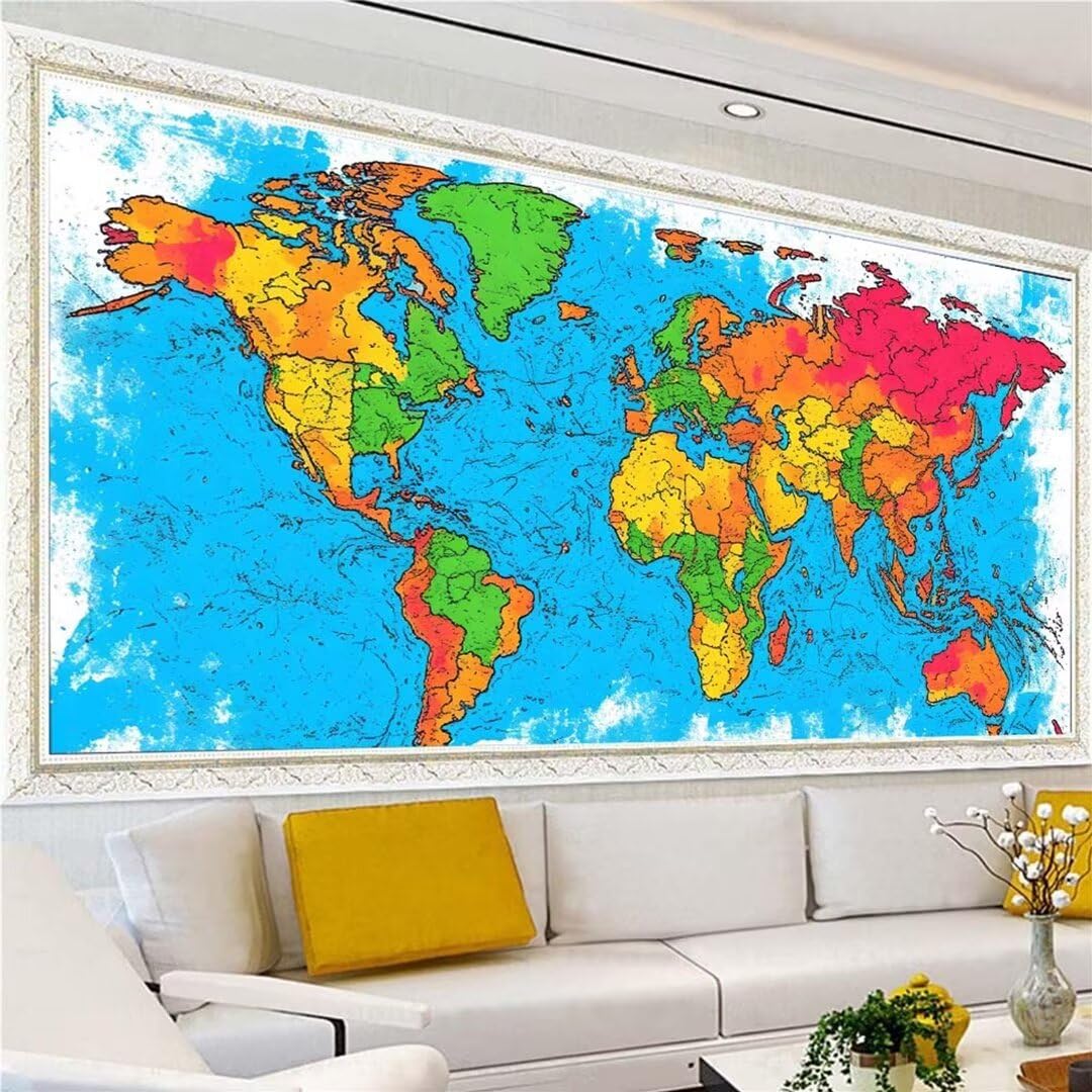 Diamentowa mapa świata 5D, duży zestaw do malowania diamentami, zestawy do malowania artystycznego dla dorosłych i dzieci, DIY, pełne wiercenie, kryształ, sztuka, haft, obrazy, rzemiosło, dekoracja
