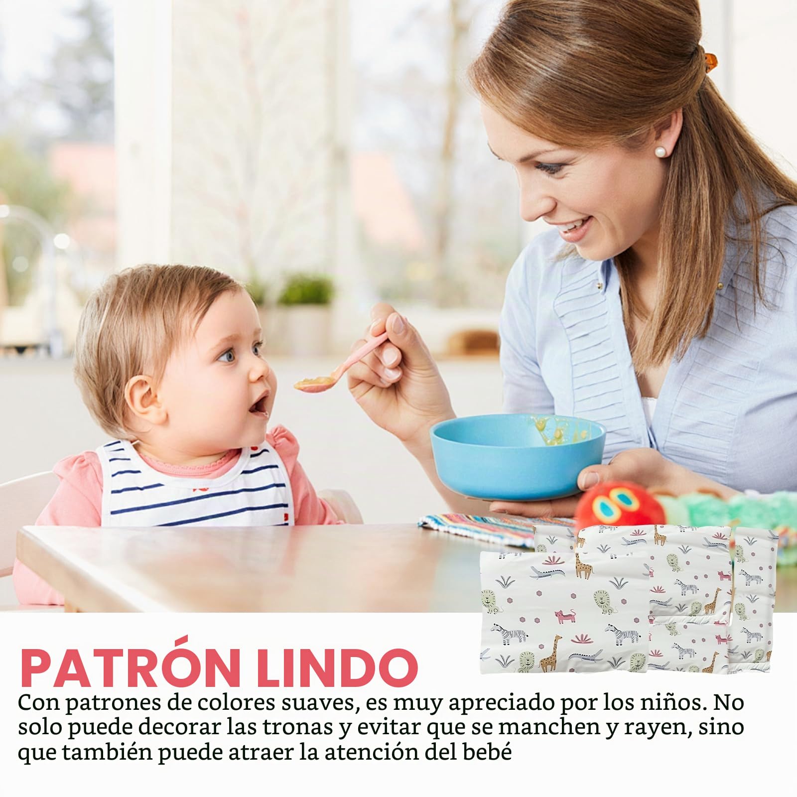 Cojín de asiento para trona Stokke Tripp Trapp: doble acolchado, impermeable, cojín de asiento para niños, extraíble, algodón orgánico suave accesorio (zoológico)