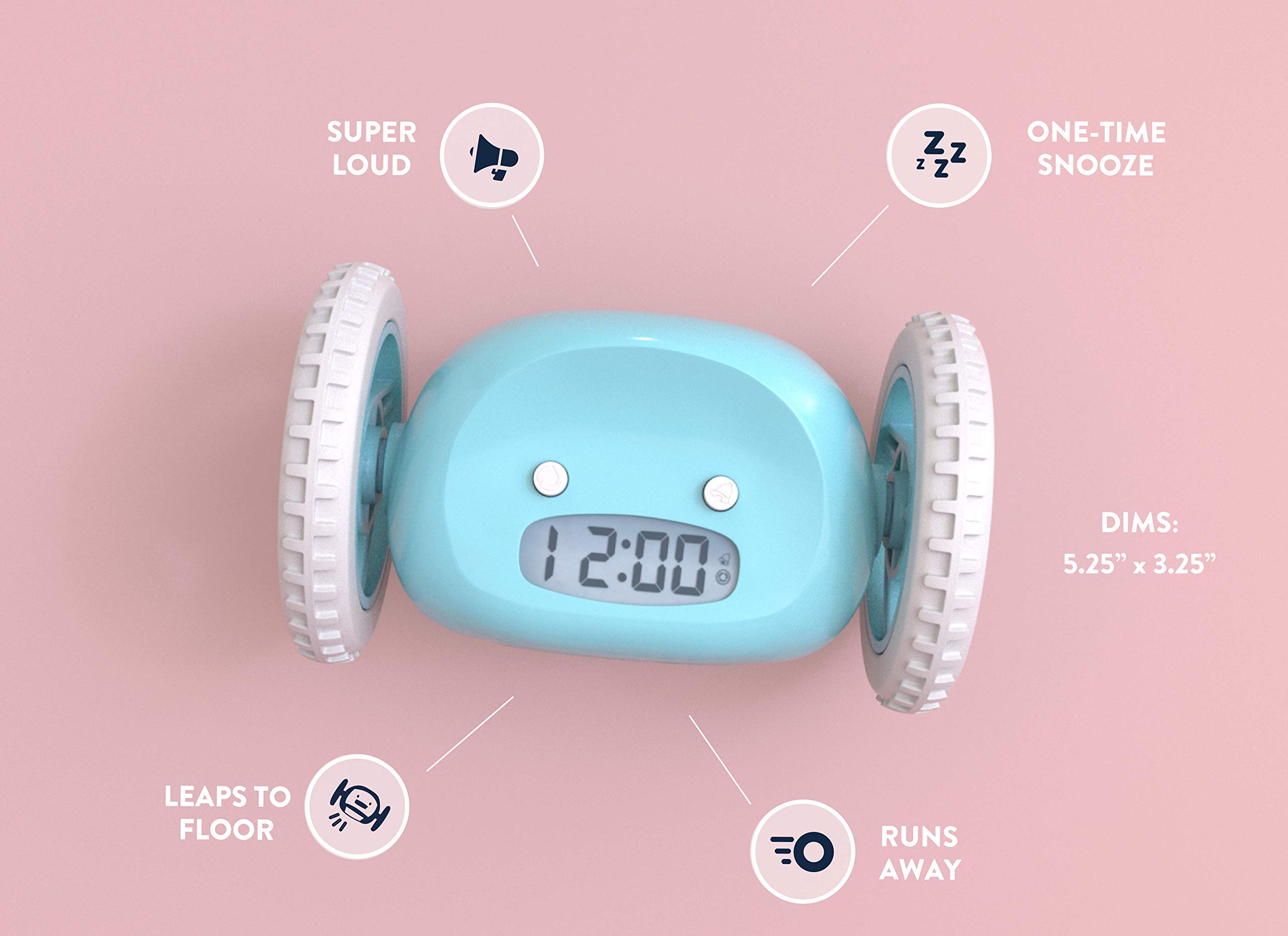 Clocky Alarm Clock on Wheels (Original) Extra Loud for Heavy Sleeper