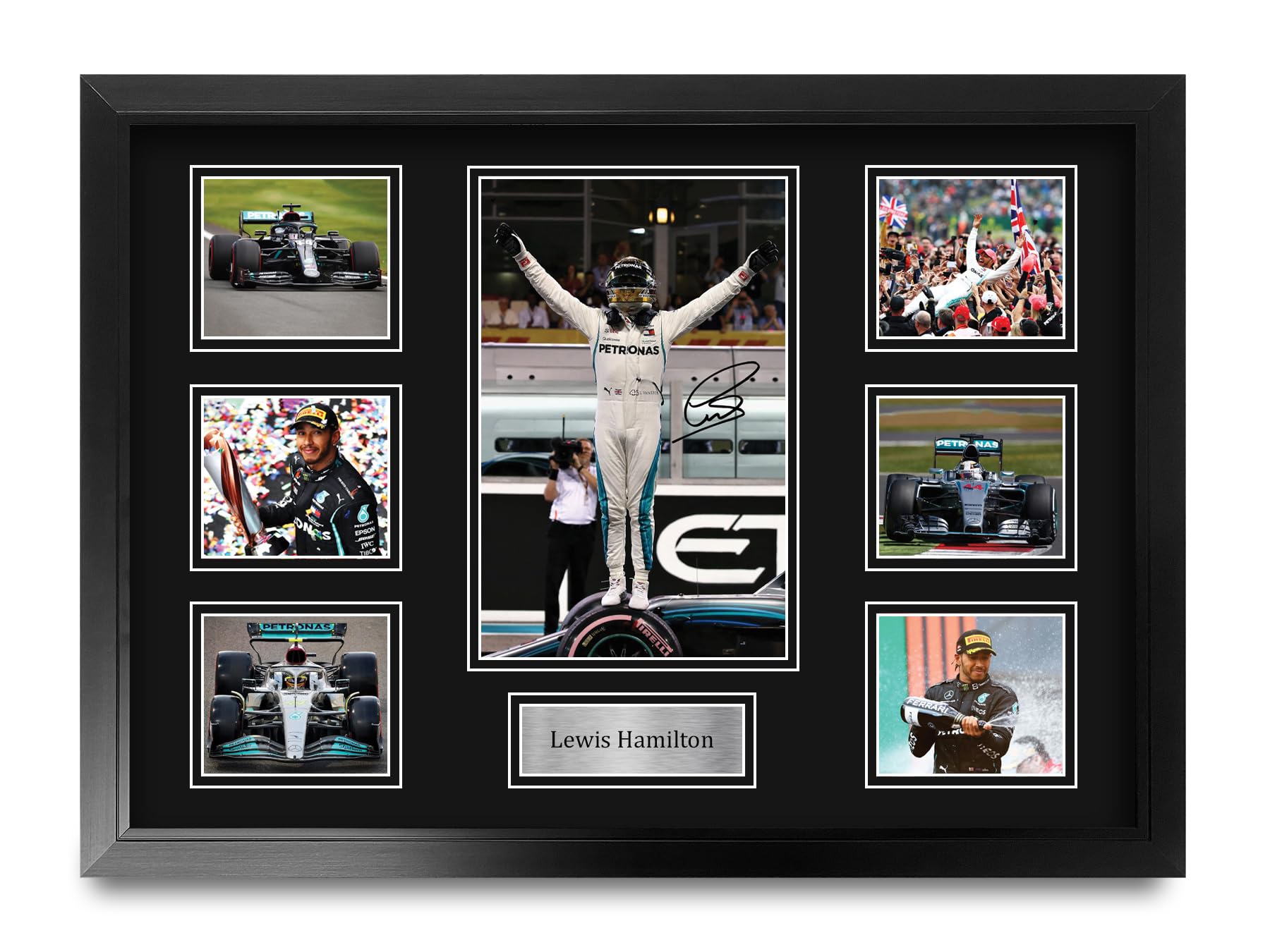 HWC Trading Lewis Hamilton Gifts Printed Signed Autograph Presentation Display for F1 Formula 1 Racing Fans - A2 Framed (ID-006515) — image 1