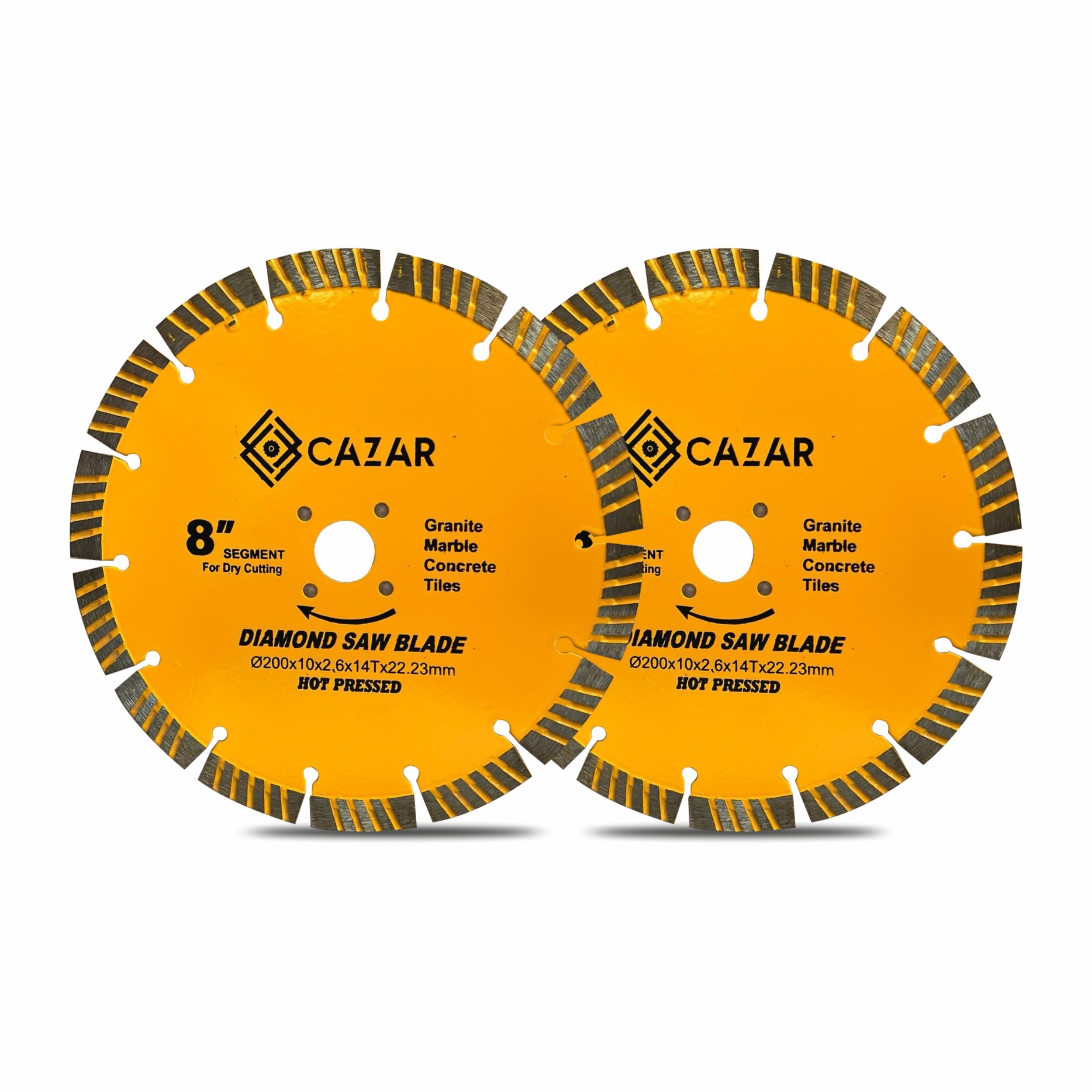 CAZAR 8" Hot Pressed Segmented Diamond Saw Blade For Dry & Wet Cutting Of Granite, Marble, Concrete, Tiles etc.(1 Pcs.) (B0CLYJ81SG) Amazon Price History, Amazon Price Tracker