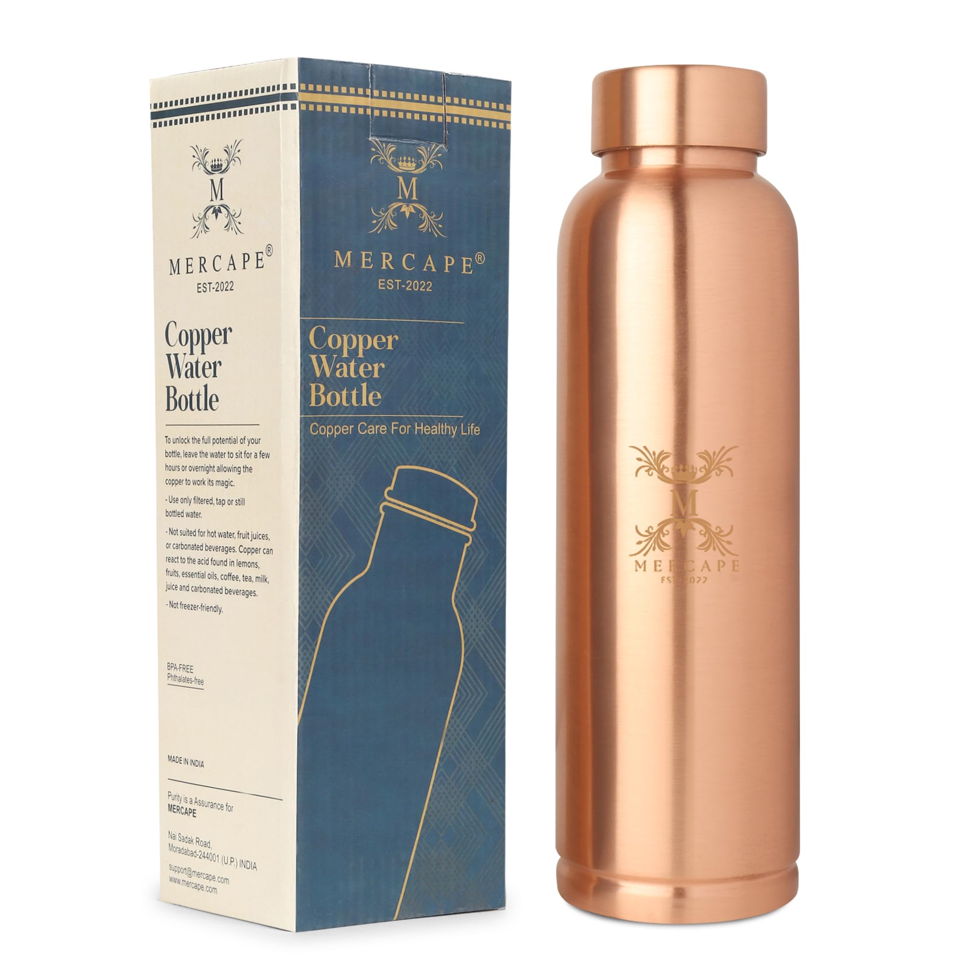 MERCAPE® - Copper Bottles for Water with Leakproof Lid | Ayurvedic Pure Copper Vessel For Drinking 100% Pure Copper Bottle, Tamba BPA Free & Non Toxic, Ayurvedic Anti Oxidant (Style-10) 950ML (B0BFRN7T5D) Amazon Price History, Amazon Price Tracker
