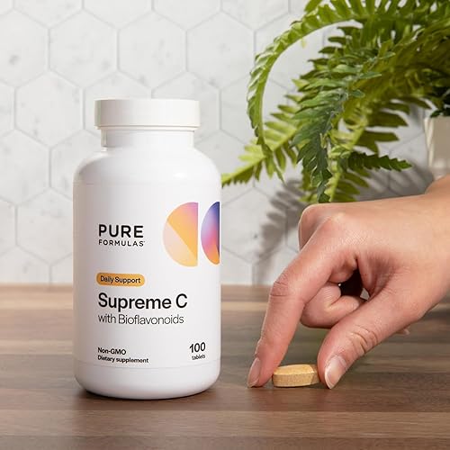 Miniatura 6 de PureFormulas Supreme C con bioflavonoides - 100 tabletas | 1000 mg de vitamina C, complejo de bioflavonoides cítricos, rosa HIPS | Apoyo