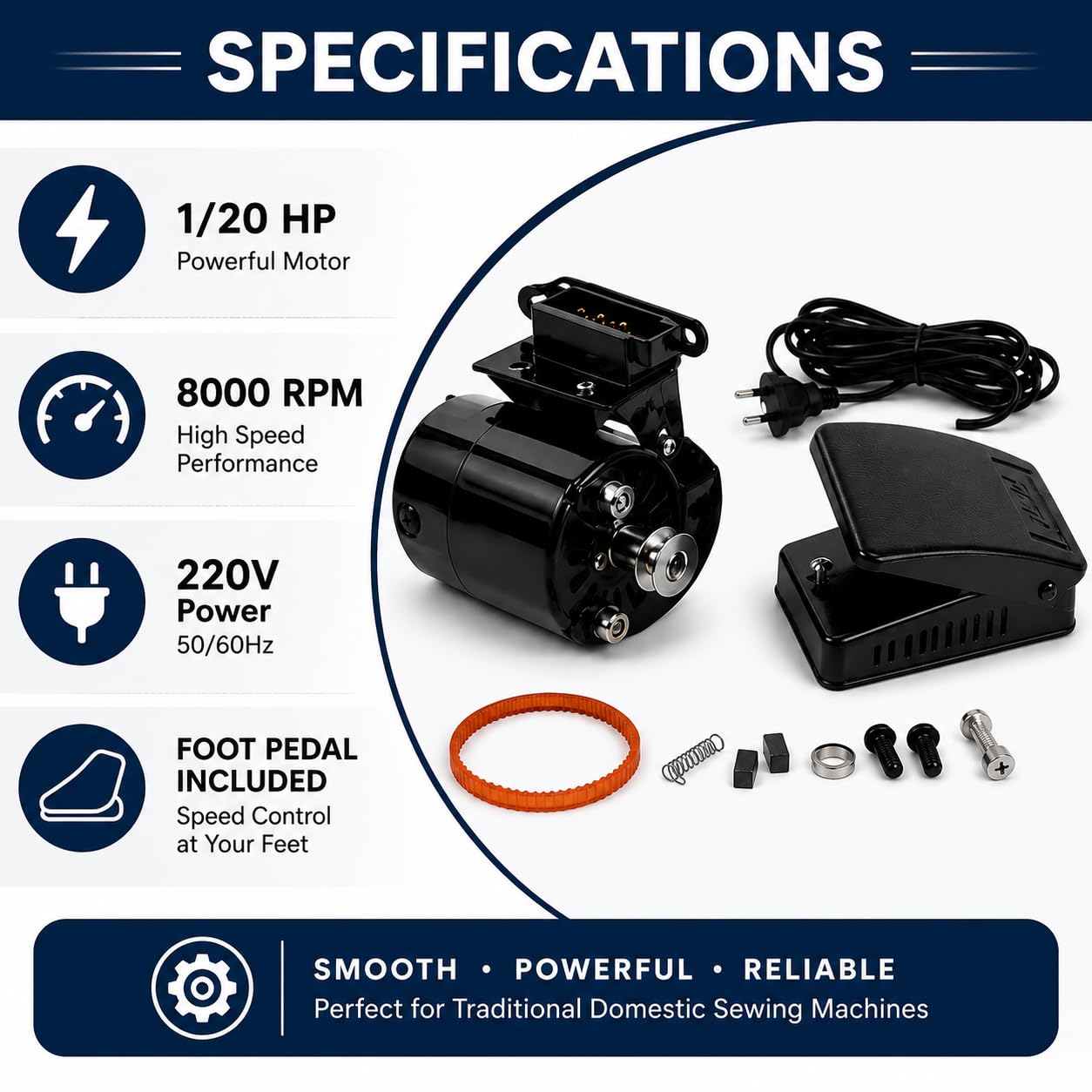 ZENITH 1/20 HP Mini Sewing Machine Motor with Foot Pedal — Amazon image 6