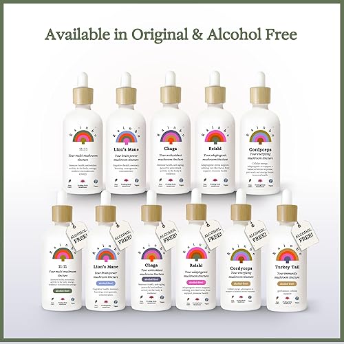Miniatura 5 de Rainbo Paquete de longevidad sin alcohol, extracto de hongo Chaga + tintura de hongo Reishi, tinturas diarias de hongos de extracto doble para un