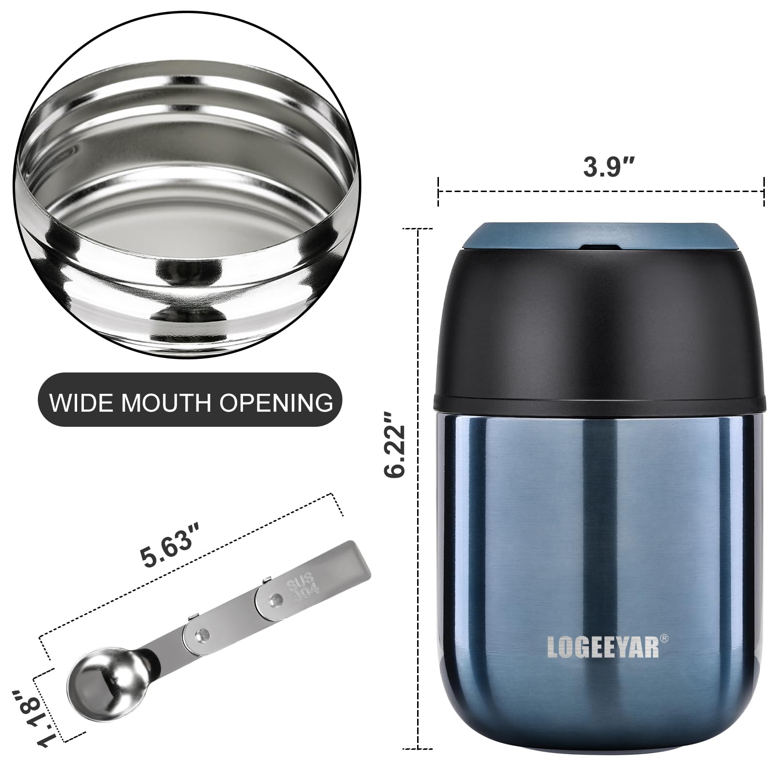 Itslife Thermocontainer voor levensmiddelen, 500 ml, roestvrij