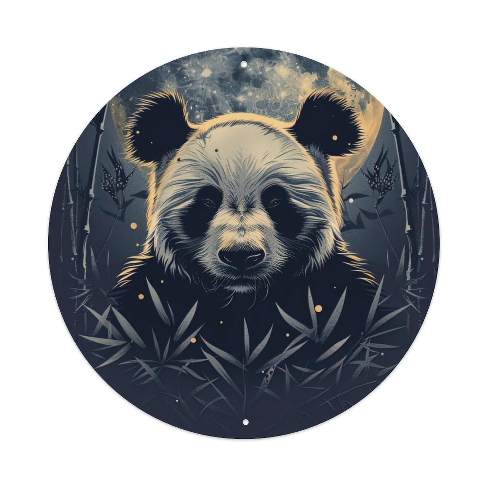 Animal Panda in Moonlight Vintage Metal Tin Sign Plaque Wall Decor for Cafe, Club Bar, Office, Garden Metal Poster 8x8Inch