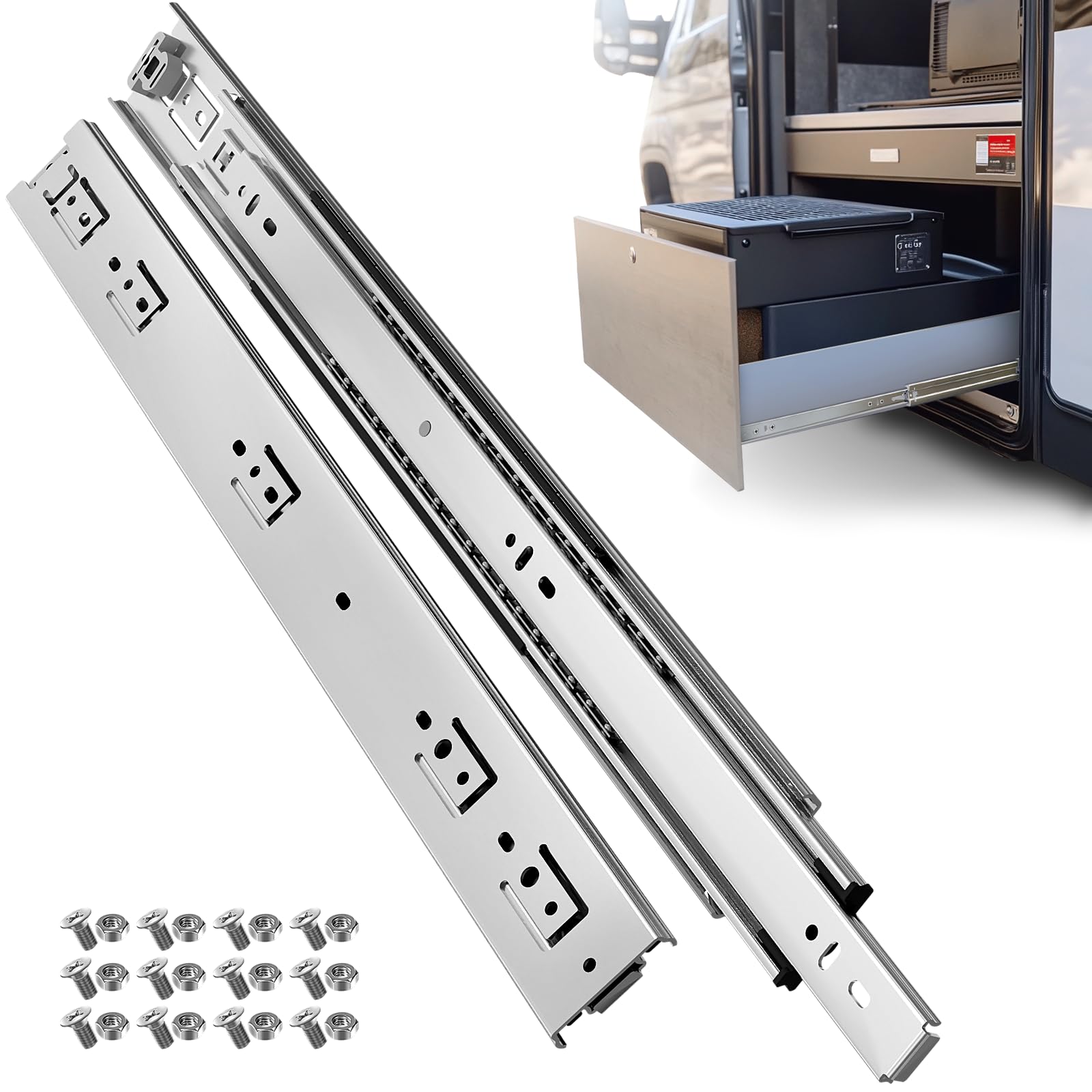 Tobegreat 51Mm Wide (Without Lock) Heavy Duty Drawer Runners 600Mm Side Mount Heavy Duty Drawer Slides Ball Bearing Full Extension Draw Sliding Rails Sliders 68Kg Load Capacity, 1 Pair 24 Inch Without Lock