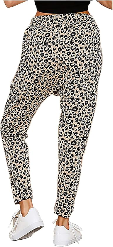 Amazon.com: Pantalones de mujer con estampado de leopardo en la cintura  elástica para todos los partidos, casuales, pantalones de harén, suaves  para ti mismo #4124, Caqui, XXL : Ropa, Zapatos y Joyería