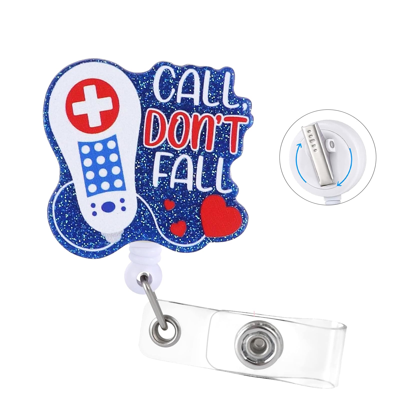 Badge Reel with Swivel Alligator Clip Call Don't Fall — image 1