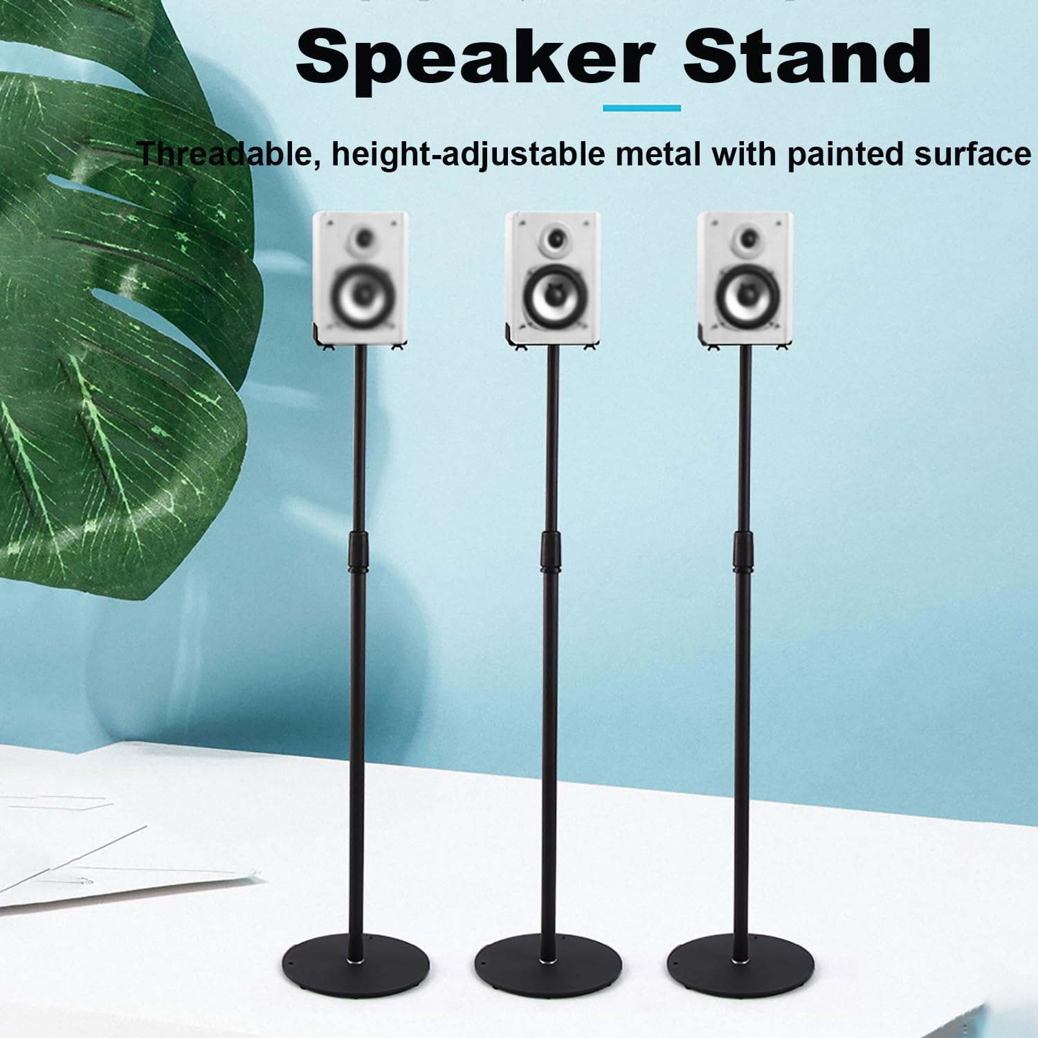 Supporto Casse Audio，Stativi per Casse，Satelliti Fino a 8 kg, Set da 2 Supporti da Pavimento,si Estende da 75 cm a 140 cm, Contiene Altoparlanti Satellitari e Piccoli da Scaffale