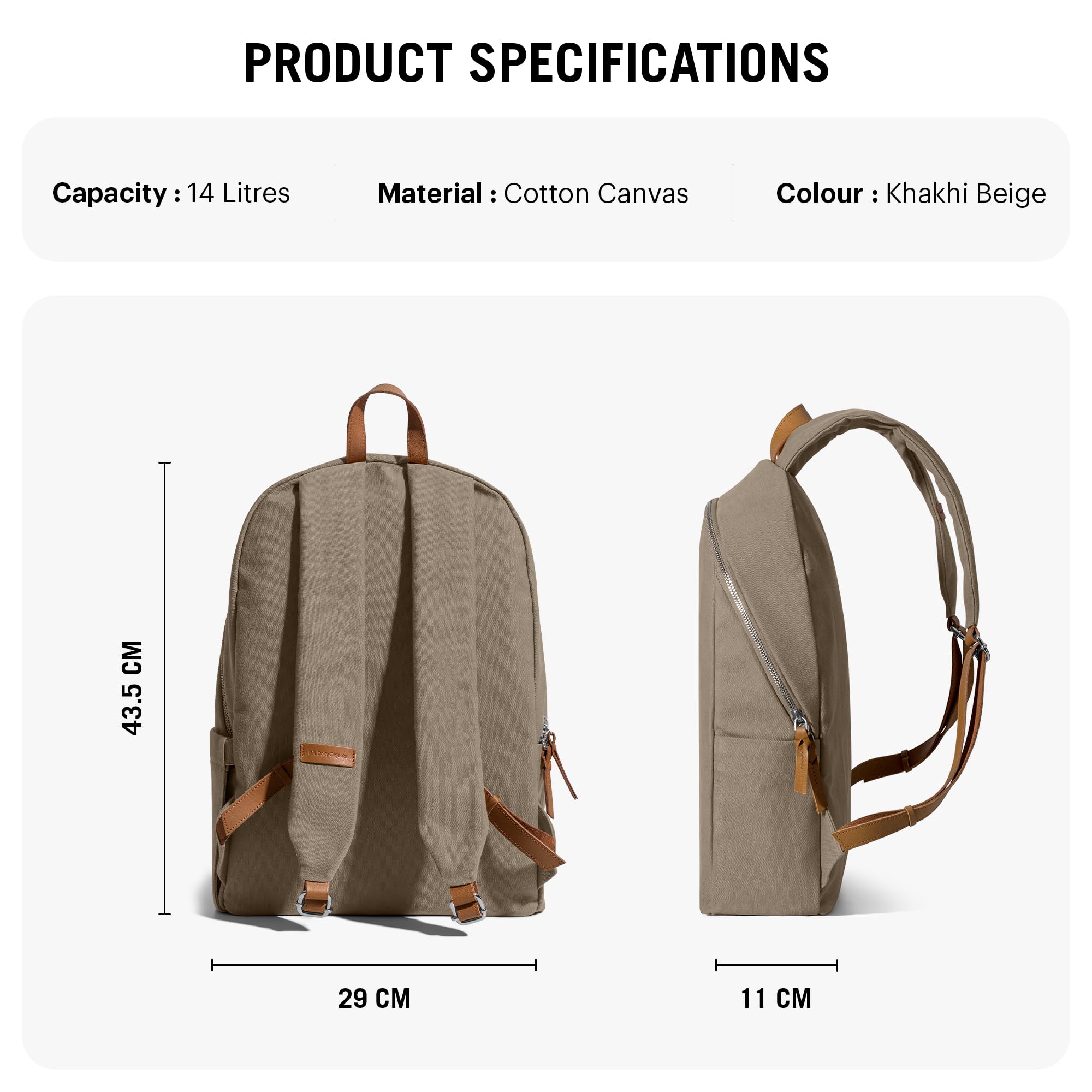 DailyObjects Pedal Everyday Casual Laptop Backpack Compatible with upto 14 inch Laptop | Unisex Travel Backpack | Made of Durable Canvas Material | Zippered Compartments with Pockets — Amazon image 2