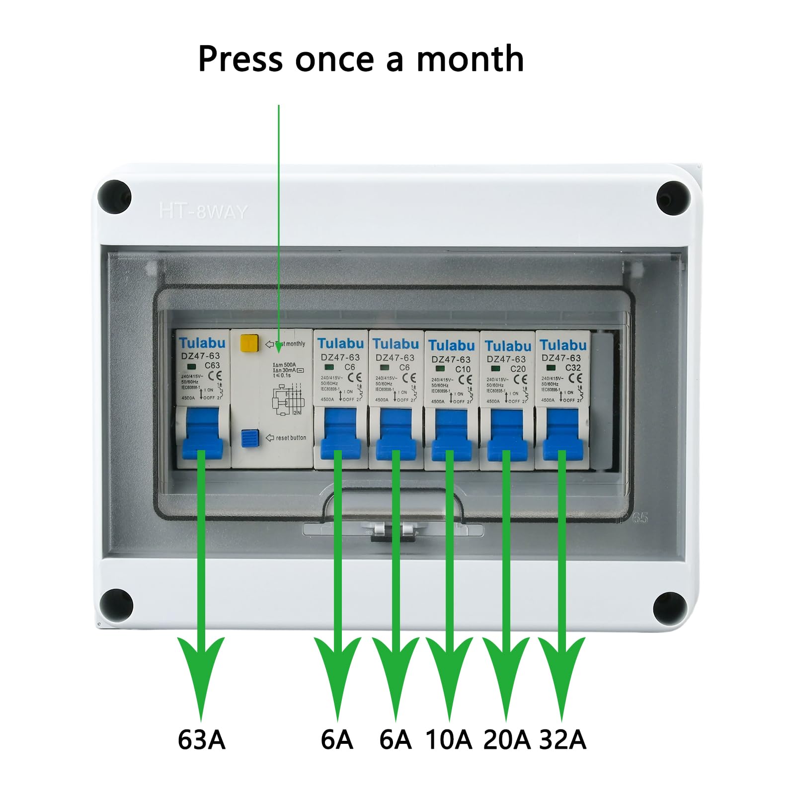 8 Way Miniature Circuit Breakers 220V 40A, IP66 for Indoor/Outdoor — Amazon image 5