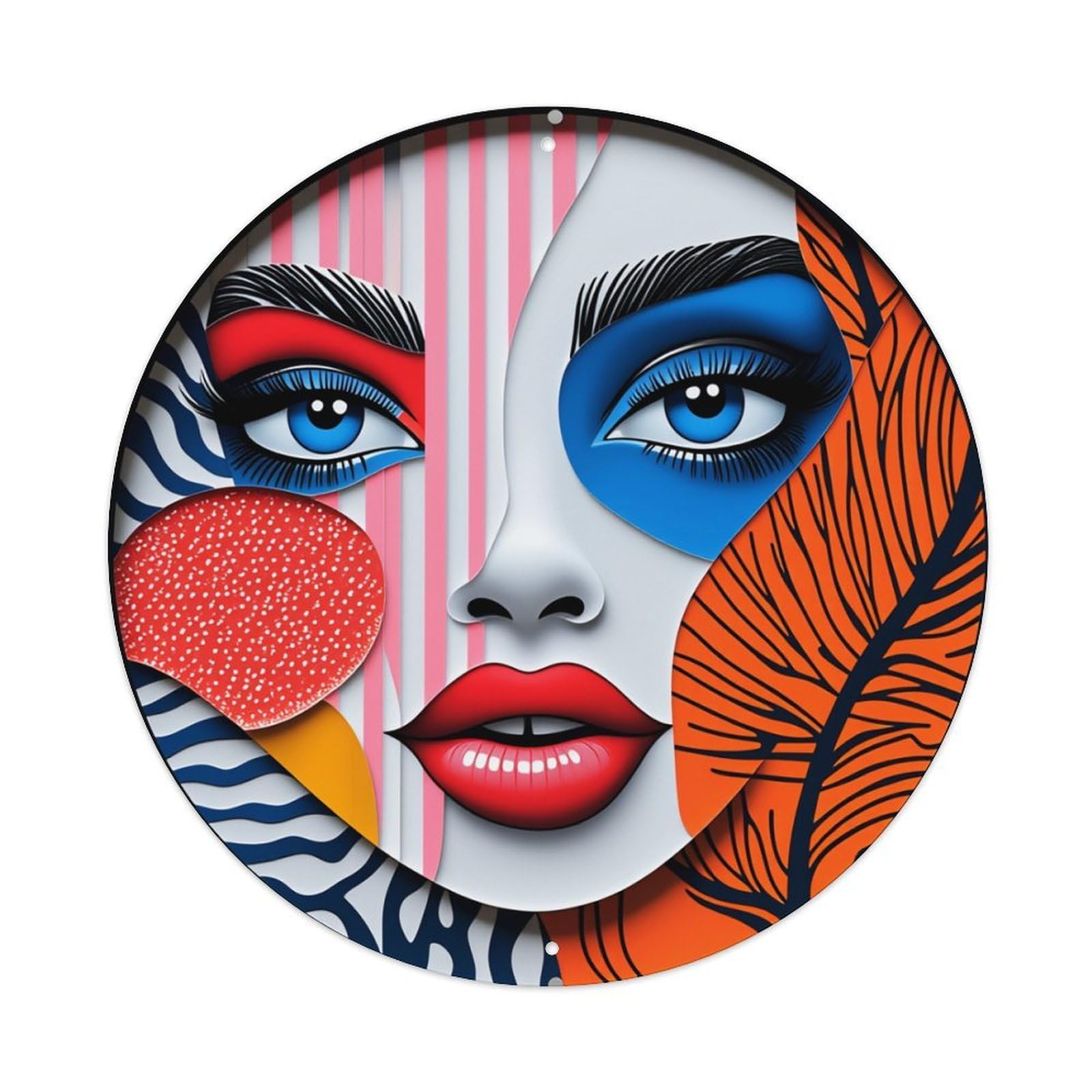 Abstract Face Art Pattern Print Metal Tin Sign Plaque
