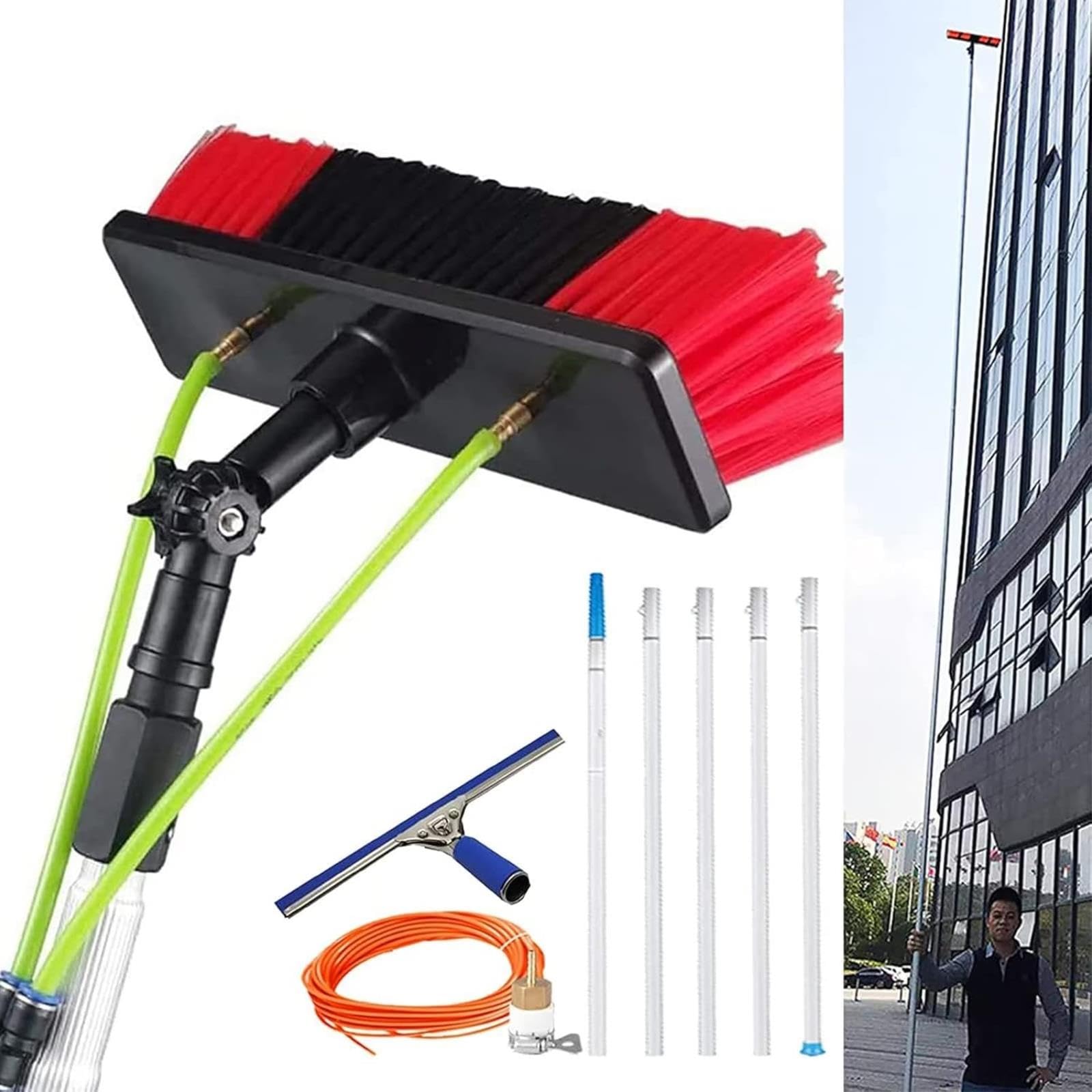 Brosse à perche alimentée en eau télescopique de 6m pour nettoyer les panneaux solaires