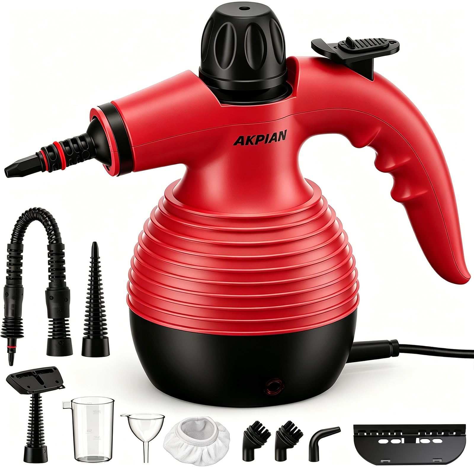 Nettoyeur vapeur à main 1050 W - Kit de 10 accessoires - Nettoyeur vapeur multifonction - Pour le nettoyage sans produits chimiques des joints de carrelage, fenêtres, plaques de cuisson, salles