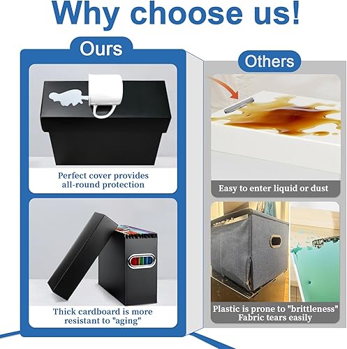 Miniatura 5 de Caja organizadora de archivos con asa, organizador de archivos para el hogar u oficina (negro)