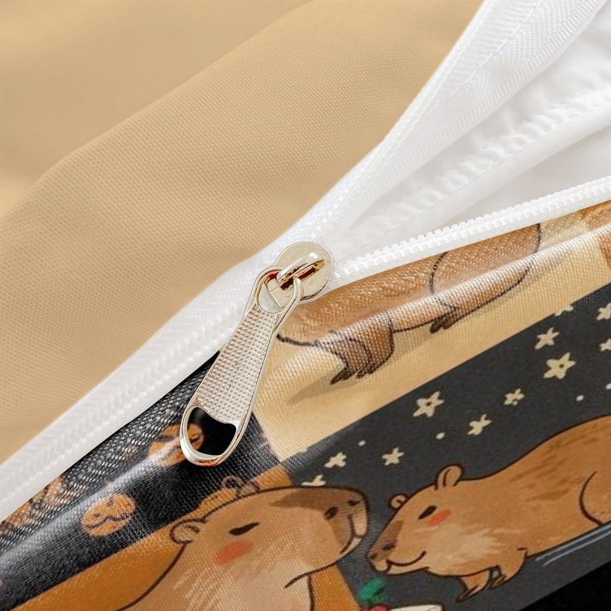 Set di biancheria da letto per letto singolo, copripiumino con federe con stampa floreale e animali in stile cartone animato, regali divertenti con capibara, 3 pezzi copripiumino (01, singolo 135 x
