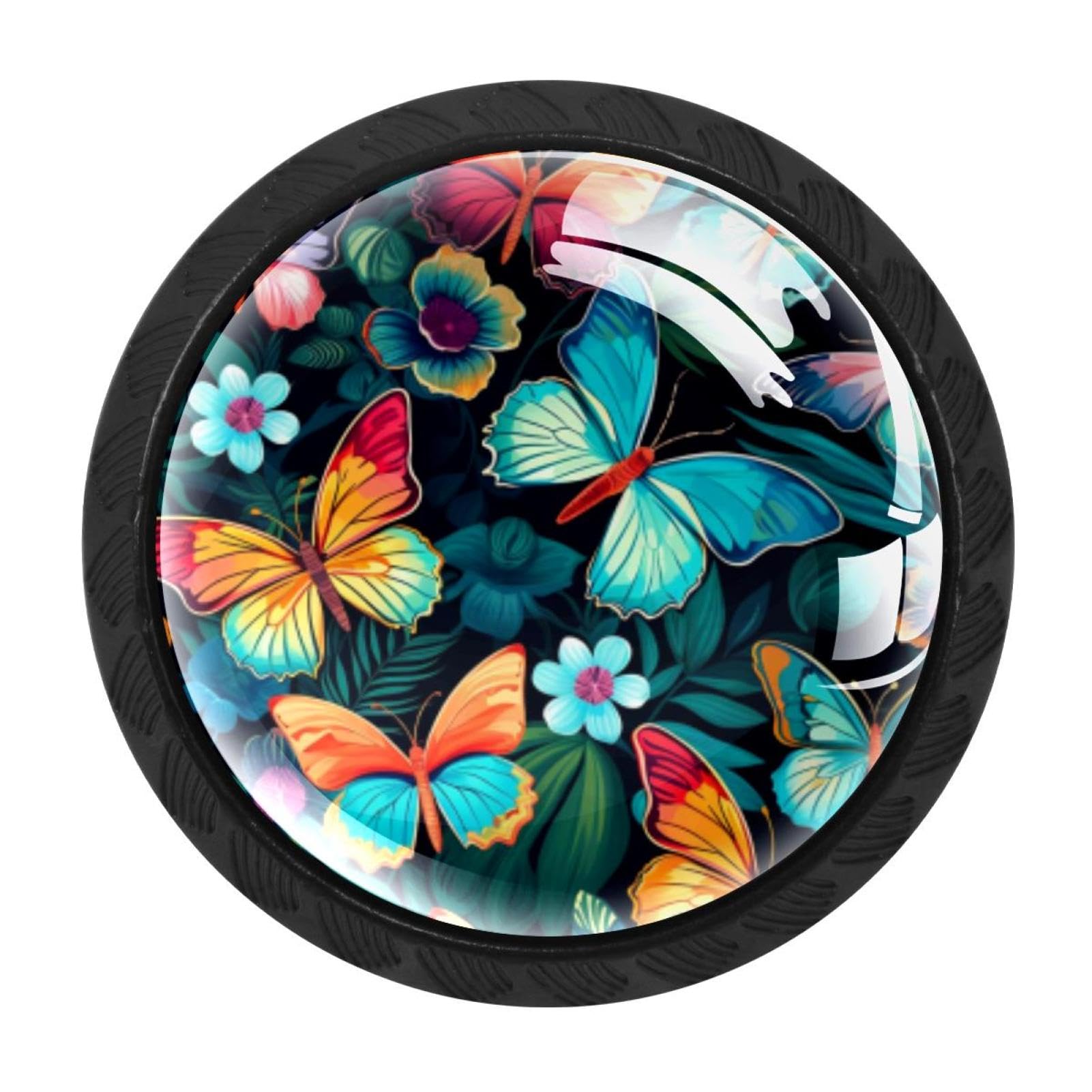 CHENZZZZ Colorful Butterfly Cabinet Knobs 4 Pieces Drawer Kitchen Cabinets Dresser Cupboard Wardrobe Unique Pulls Handles