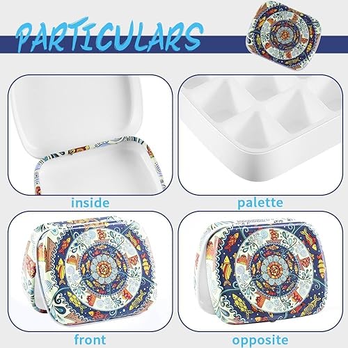 Miniatura 5 de Mini caja de lata portátil de 12 pozos vacía paleta de acuarela bandeja de mezcla de pintura, kit de viaje de almacenamiento pequeño con clip