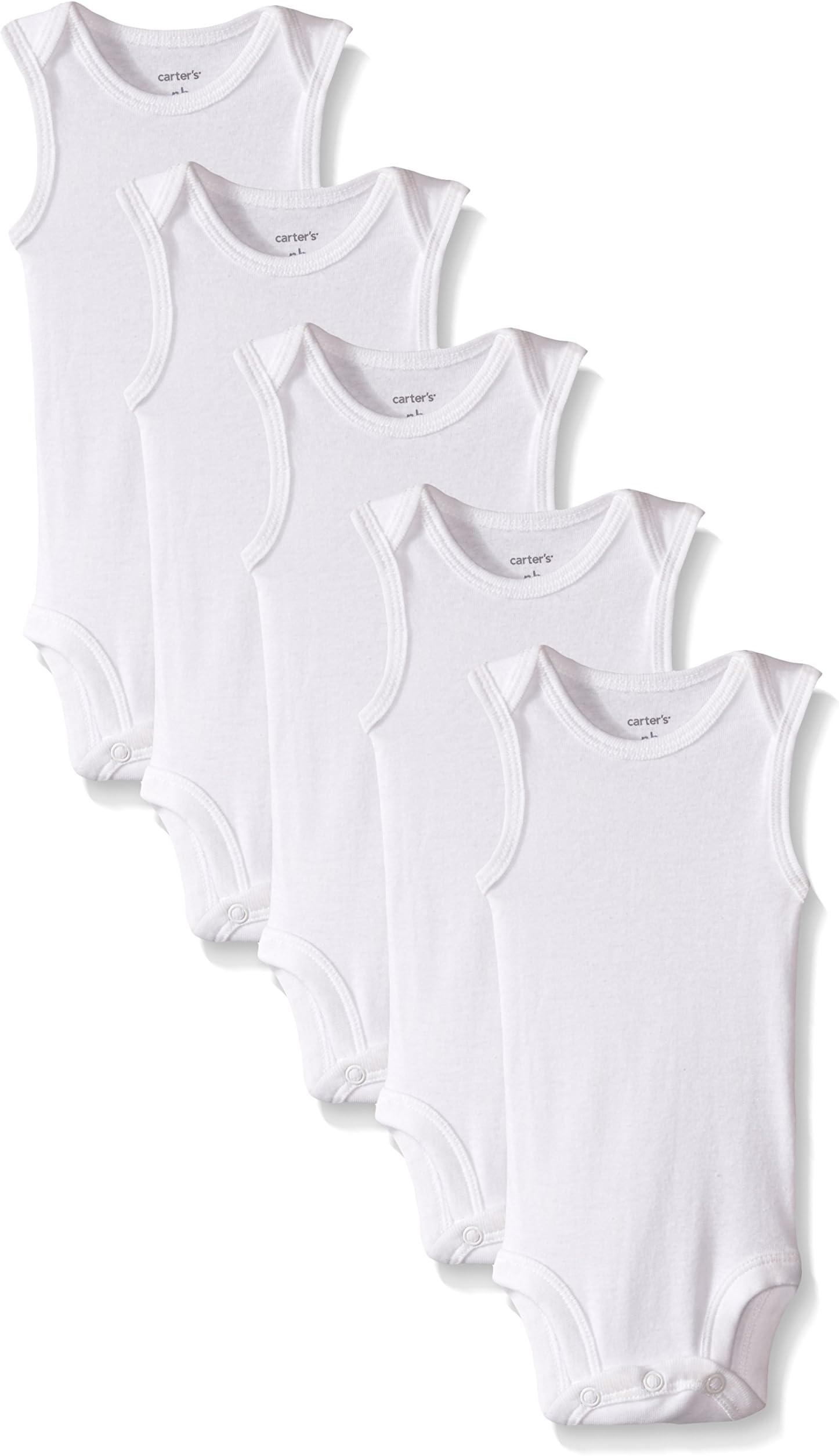 5-pack Baby Unisex White Sleeveless Bodysuits