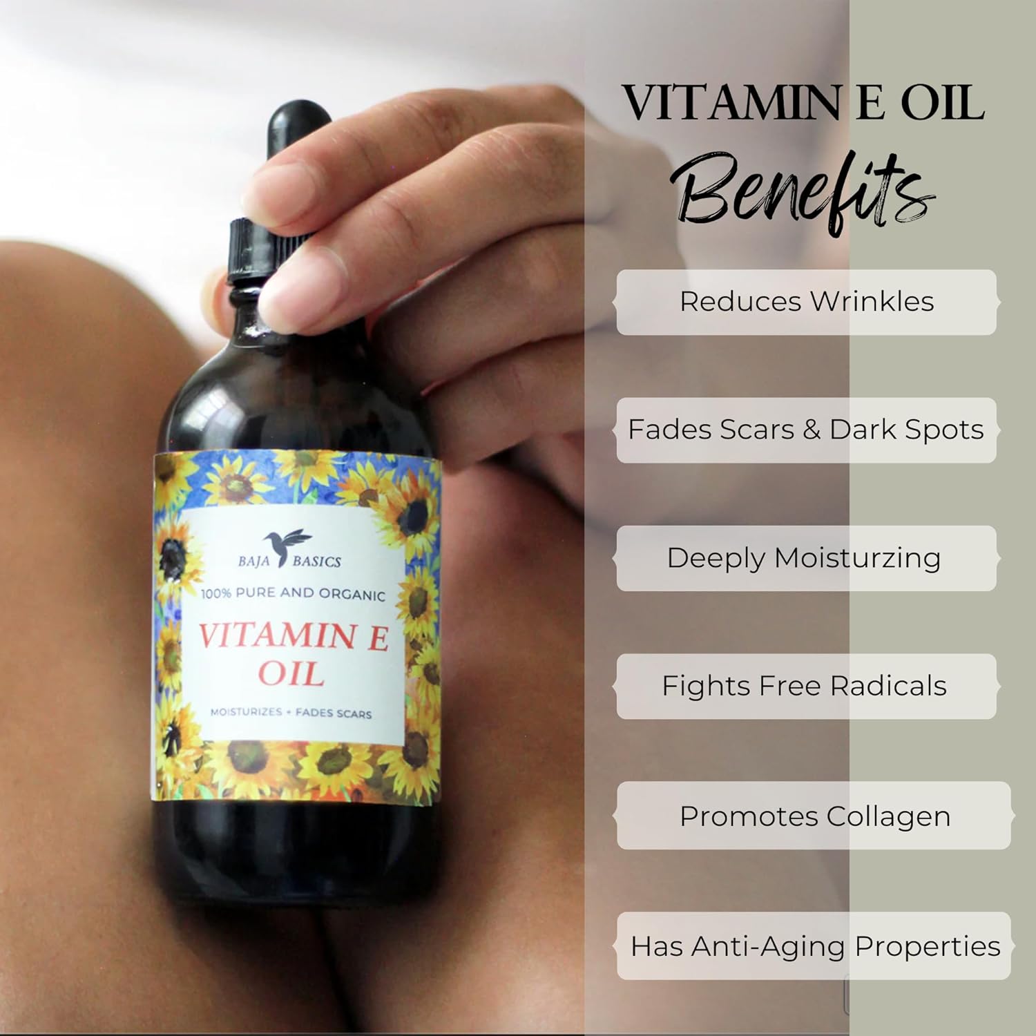 Baja Basics Organic Vitamin E Oil, Moisturizer for Skin, Face, Body, Nails and Hair, Multi-Purpose Skincare Product For Men and Women 4 oz - Image 5