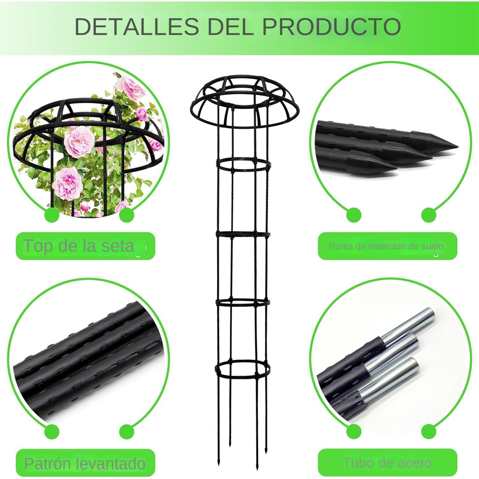 Enrejado para Pepinos De Jardín - Estructura Redonda con Diseño De Champiñón - Soporte para Tomateras Enredaderas Judías Pepinos Calabacines Uvas Rosas Clematis
