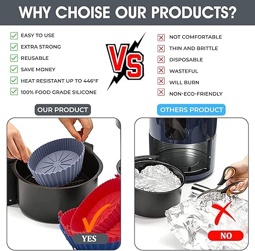 Miniatura 5 de Forros de silicona para freidora de aire con 3 piezas 1 paquete de ollas para freidora de aire forros reutilizables de silicona para freidora de