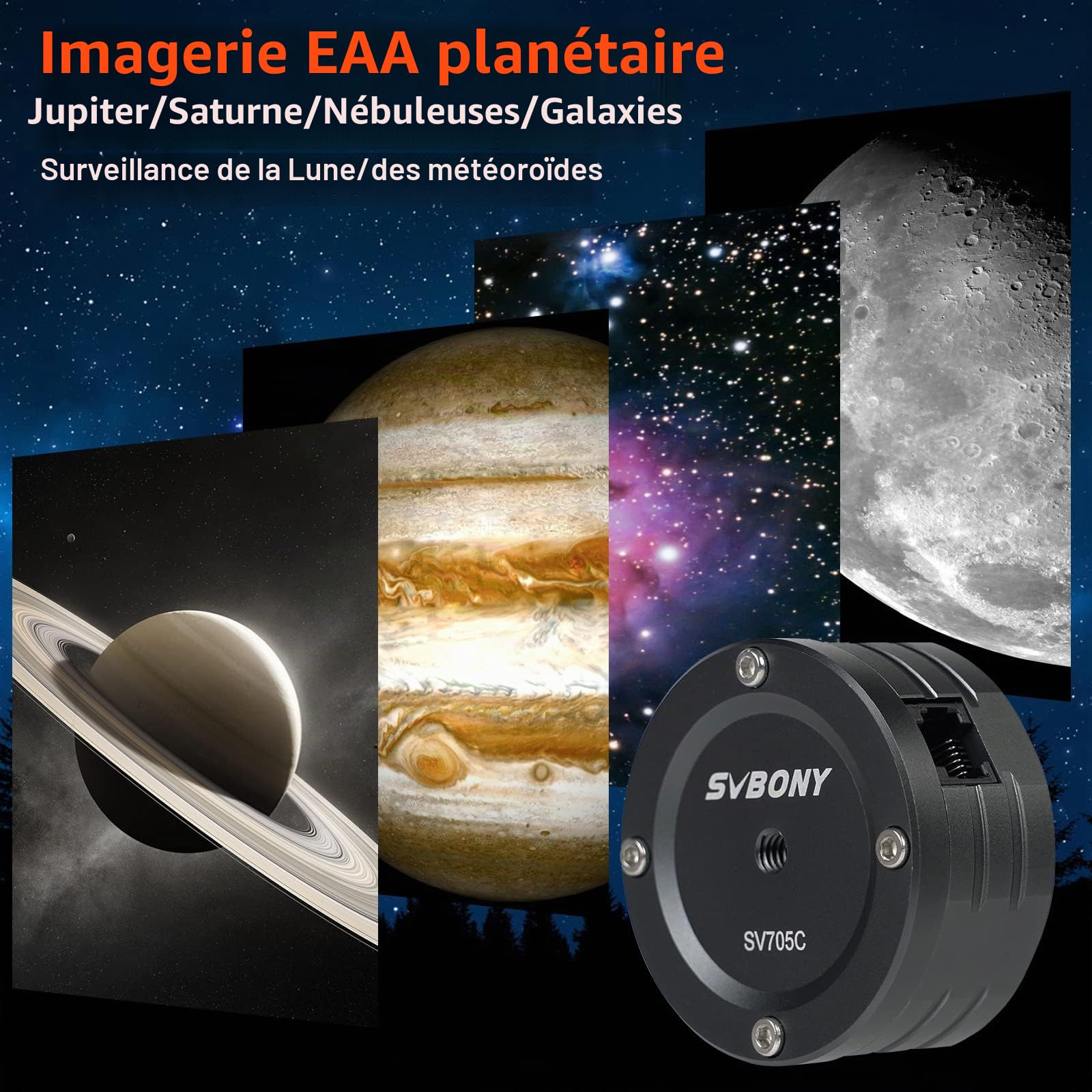 Svbony SV705C Caméra Astro Couleur, USB3.0 ST4 Port de Guidage Grand Puits, Oculaire Télescope avec CMOS Capteur IMX585, Haute Sensibilité NIR, Planétaire Caméra Astrophotographie pour EAA Imagerie