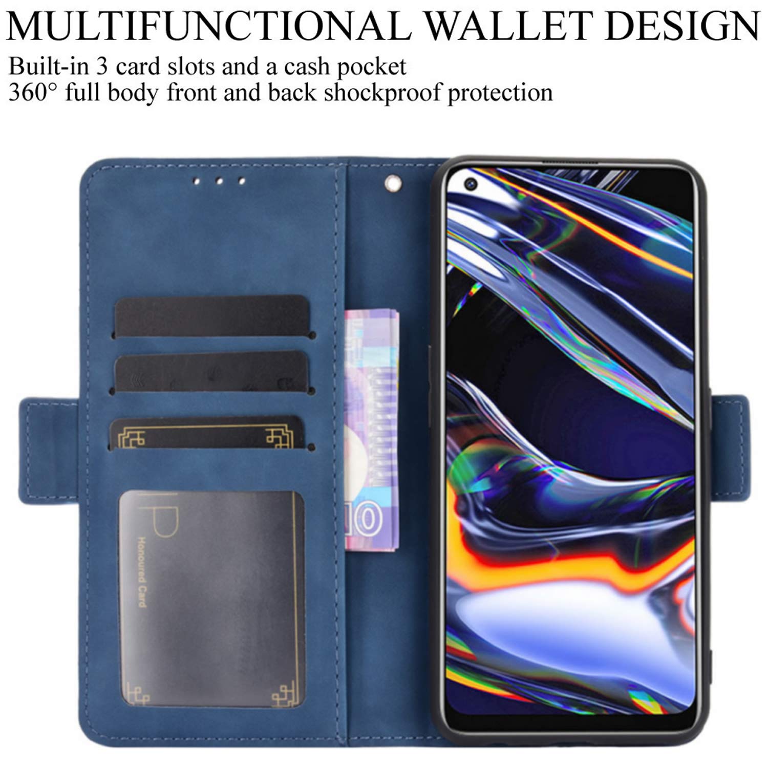 Grandoin Cover per Oppo Realme 7 PRO, Custodia a Libro in Pelle Protettiva Magnetica Portafoglio Oppo