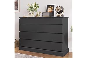 Hasuit Black Wood Dresser for Bedroom, Large Capacity 8-Drawer Dresser Chest, Wide Wooden Storage Cabinet