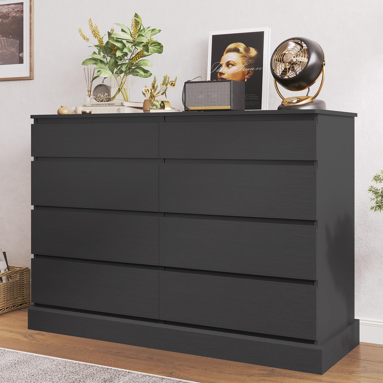 Amazon.com: FOTOSOK 5 Drawer Dresser, Black Dresser Modern Dresser for ...
