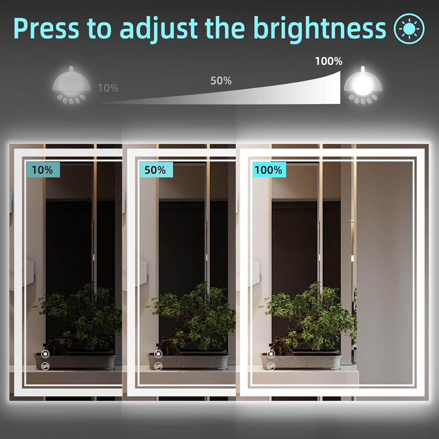24x32 Inch LED Bathroom Mirror with Lights Anti-Fog Stepless Dimmable 3 Color LED Mirror for Bathroom Brightness Easy to Install Bathroom Vanity Mirror Touch Sensor Explosion-proof Horizontal/Vertical