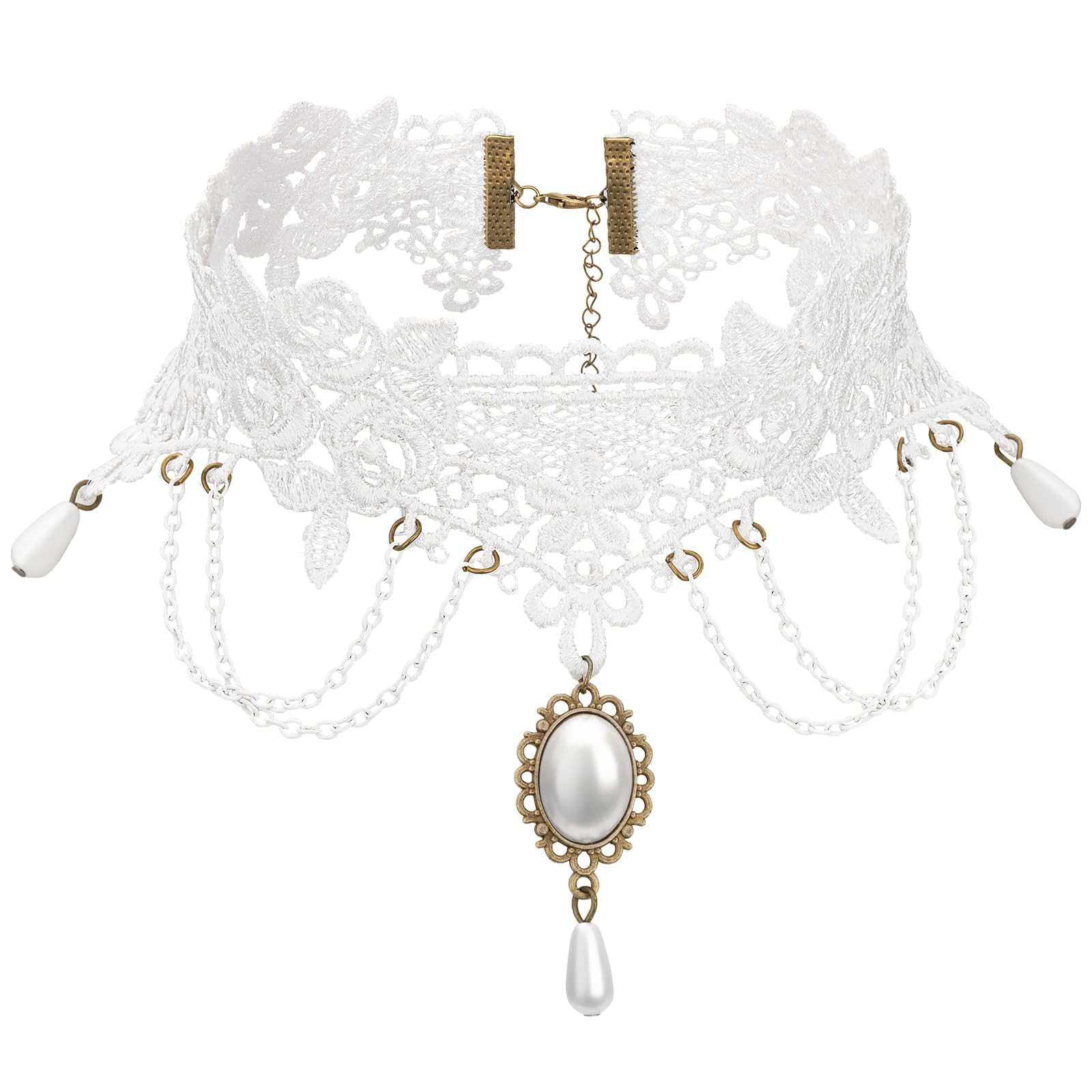 Alphyly Neries Lace Choker Necklace Gothic Jewelry Accessories, Elegant Goth Collar Necklace for Women Halloween Cosplay