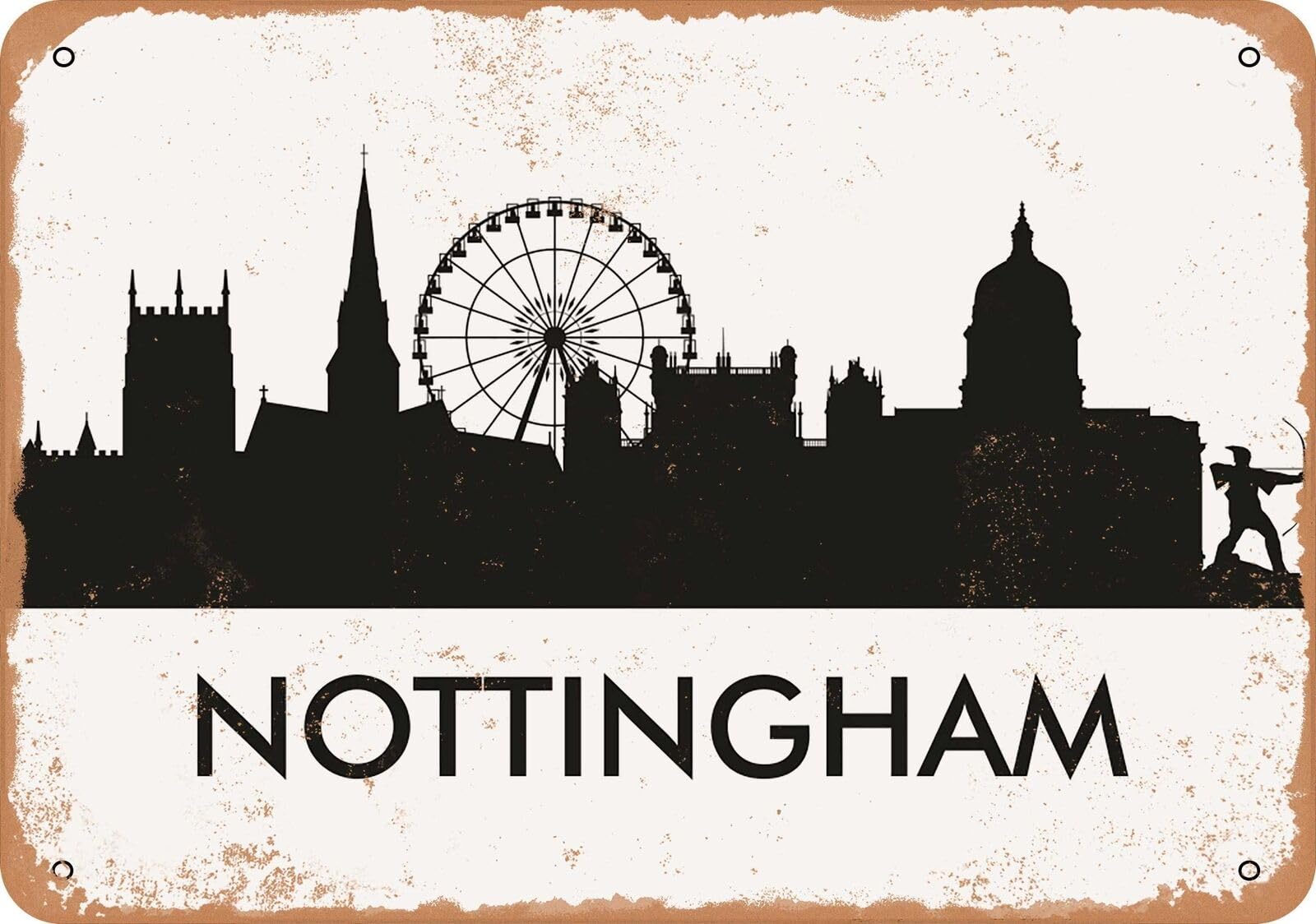 Yaasimoule Metal Sign - Nottingham Skyline - Vintage Look Home Decor