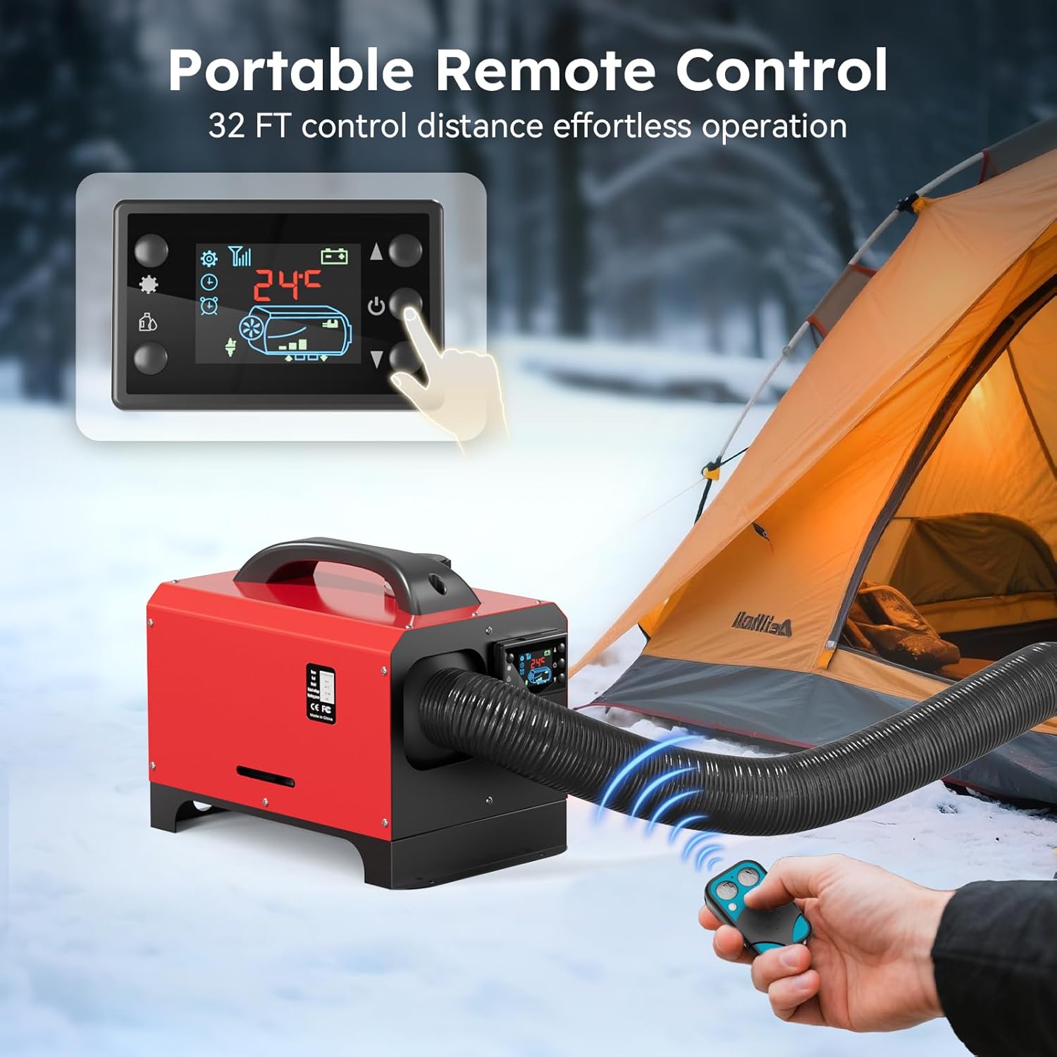 Diesel Heater 8KW 12V with 1.32 Gal Tank and Remote Control, All in One Air Heater for RV, Truck, Boat, Camper, Car (Red)