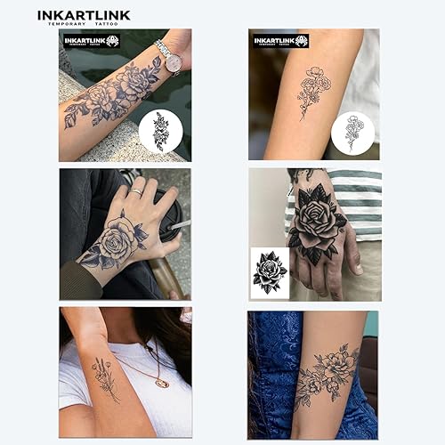 Miniatura 2 de INKARTLINK 6 hojas de tatuajes temporales, tatuajes semipermanentes, tatuajes falsos, 1-2 semanas de tatuaje, para hombres adultos sabios, tatuajes
