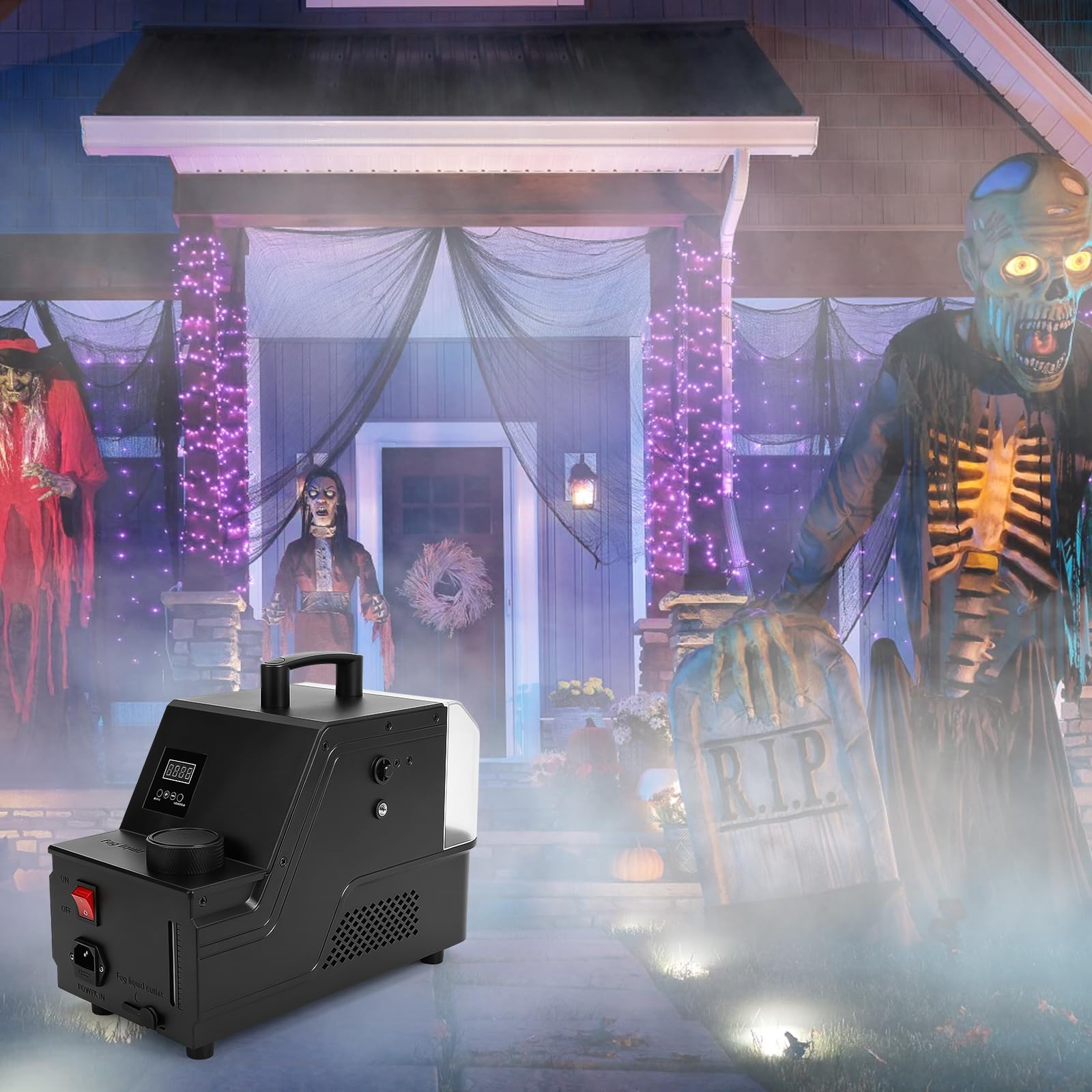 Nebelblasenmaschine Rauchmaschine 400W für Halloween Weihnachten Partys | Nebelmaschine RGB Bühnenbeleuchtung, 3 Modi und Fernbedienung für Bars Hochzeiten Außenbereich