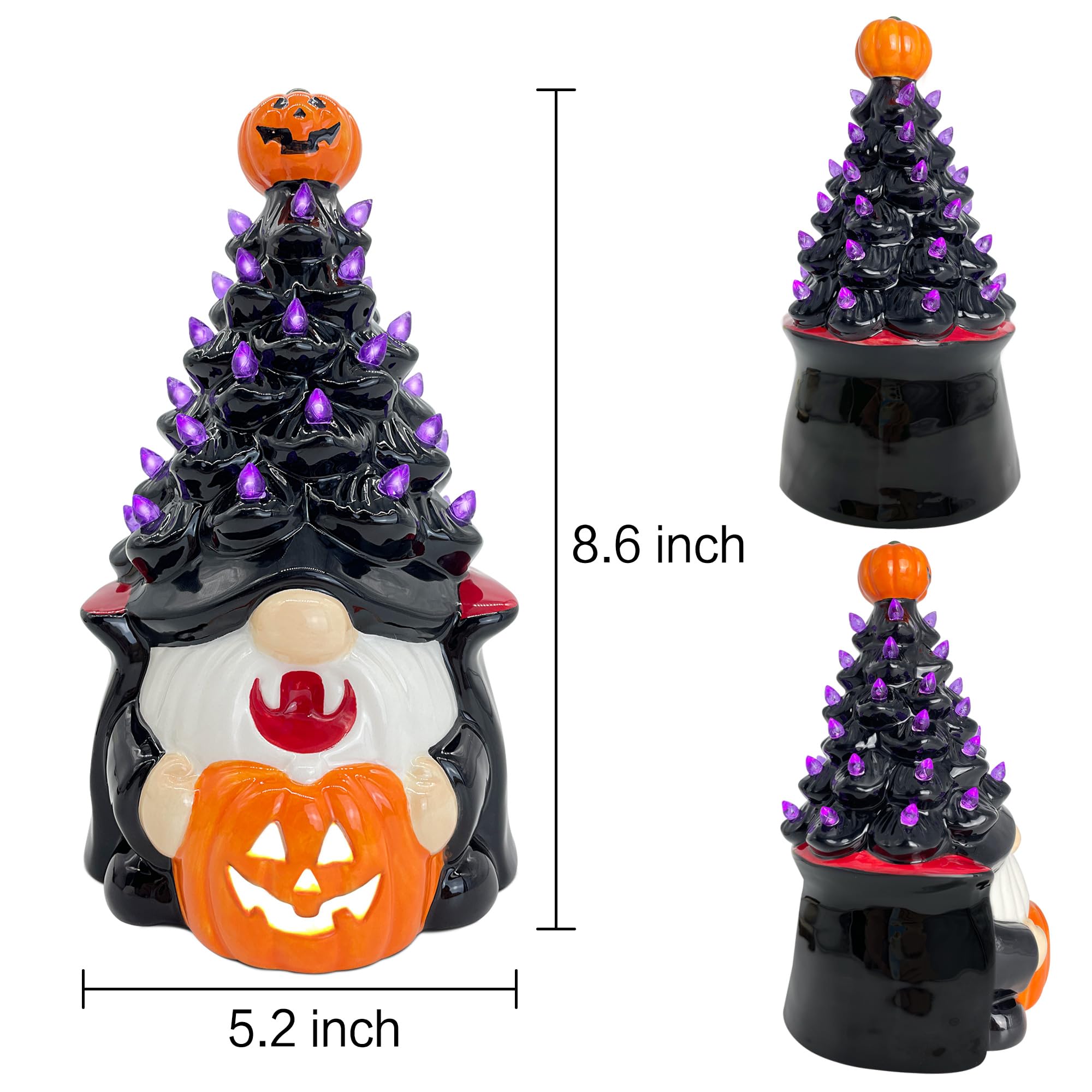 Figurine Céramique Gnome Vampire Halloween Avec Lumière - Non Peint, Prêt à Personnaliser - Neuf Artisanal