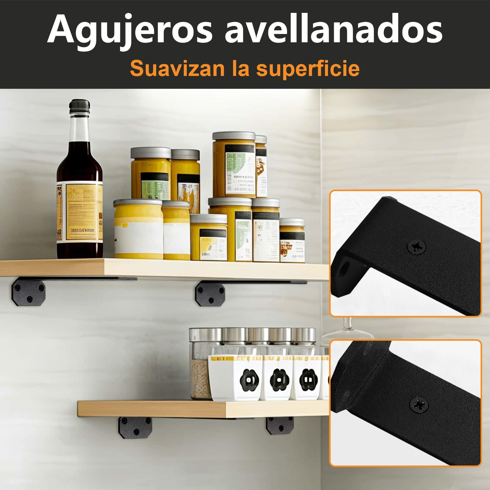 scicent 4 Piezas Escuadras Metalicas para Estanterias, Soporte Baldas Pared Alta Resistencia, 5mm Soporte Estanteria Pared Reforzado, Incluye Tornillos para Montaje Seguro (20 cm)