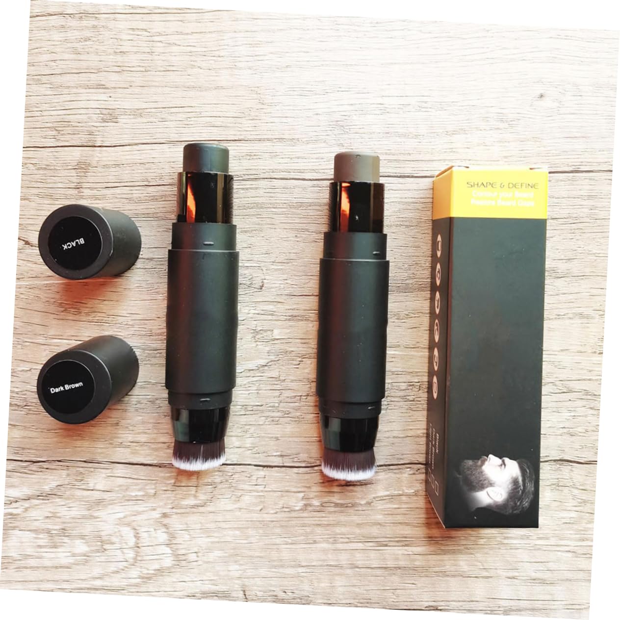 DOITOOL 2pezzi Stick Riempitivo Per Barba Strumento Di Modellazione Per Uomini Facile Da Trasportare Design Con Pennello e Materiale Resistente Scuro
