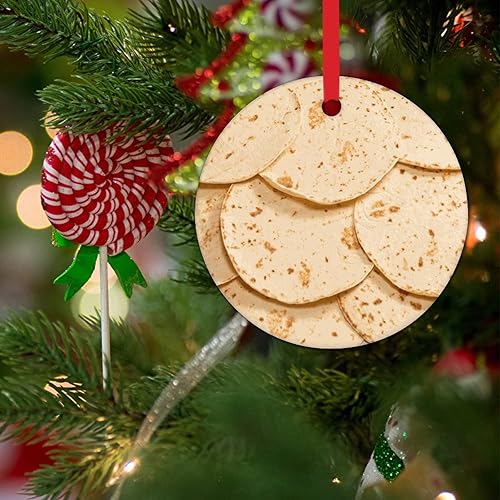 Miniatura 10 de Mexican Tortilla Christmas Ornament Kitchen Decor Food Tortillas Burrito Xmas Hanging Christmas Party Supplies Western Christmas Ceramic Ornament